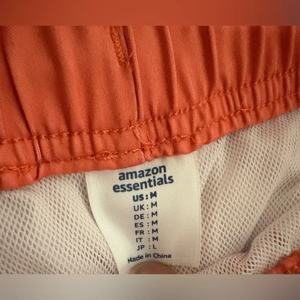 Amazon Essentials Men’s Quick Dry 7” Swim Trunks Peach/Blue Size Medium NWOT
